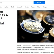 El coronavirus reduce en un 80 % las fusiones y compras en Espaa en abril
